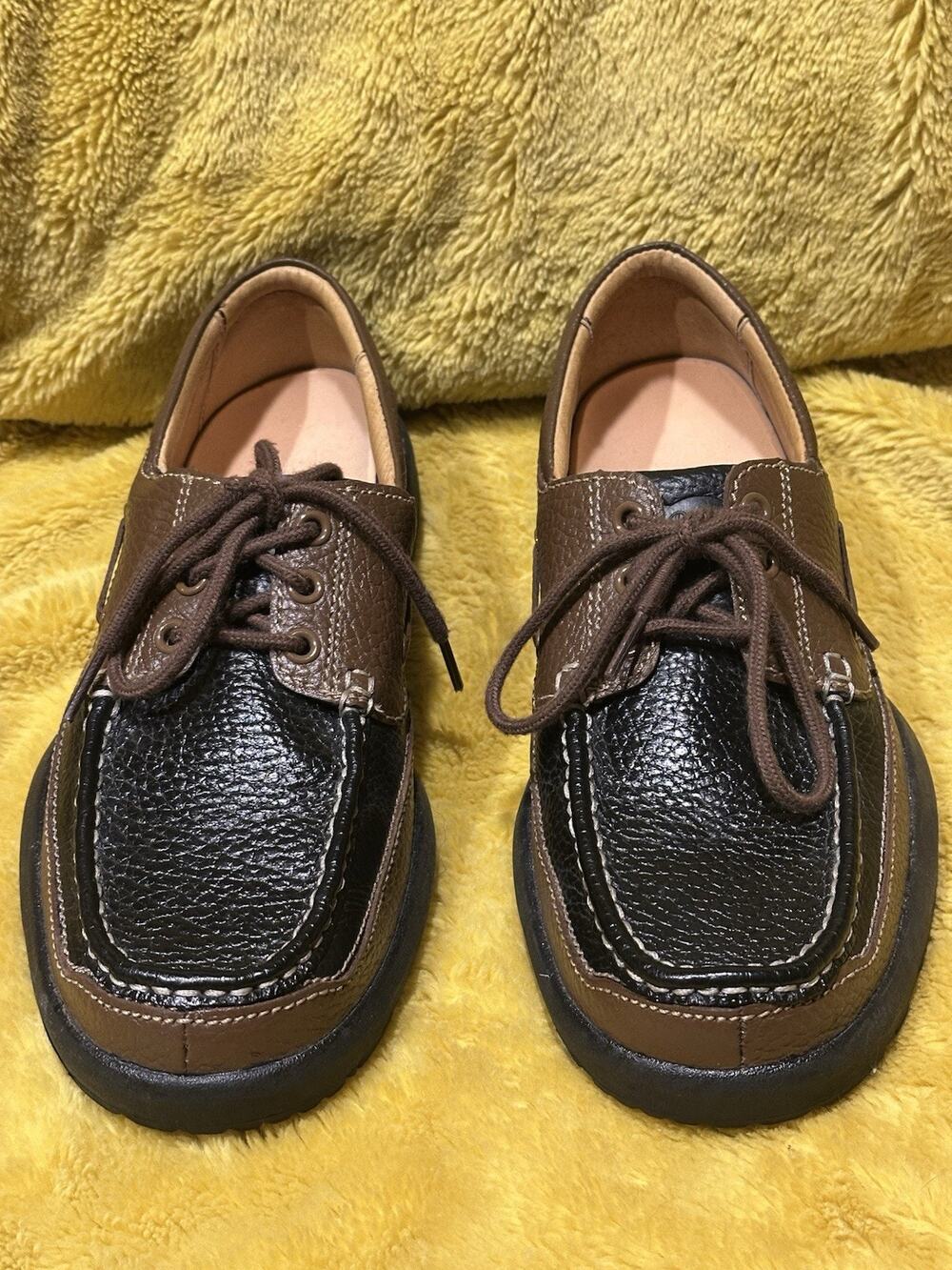 Dr. Comfort Patrick Men's 8.5M Brown Black Leather Therapeutic Boat Shoes.